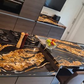 Lopend buffet met natuursteen